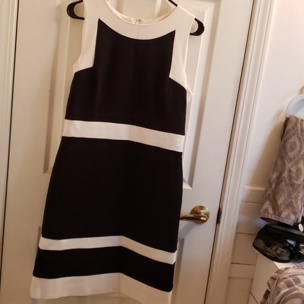 White House Black Market Black and White Midi Dress